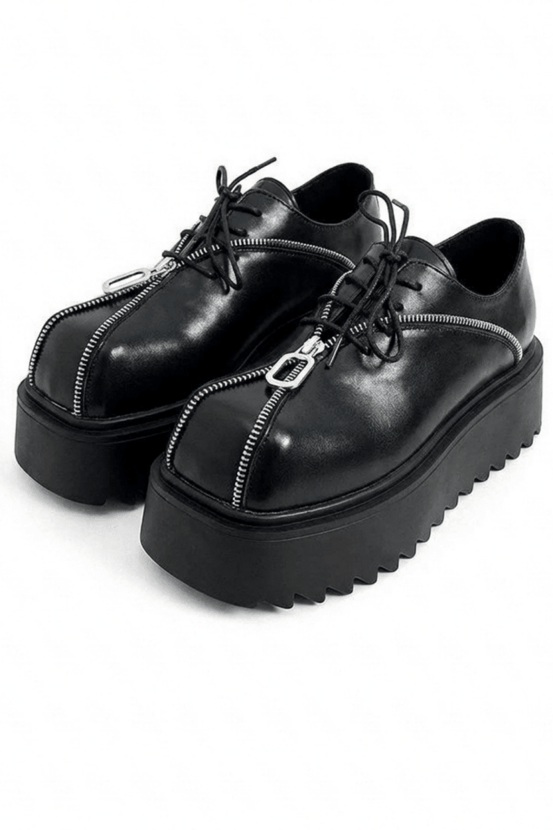 Square head leather shoes na1123 – Nanostudio