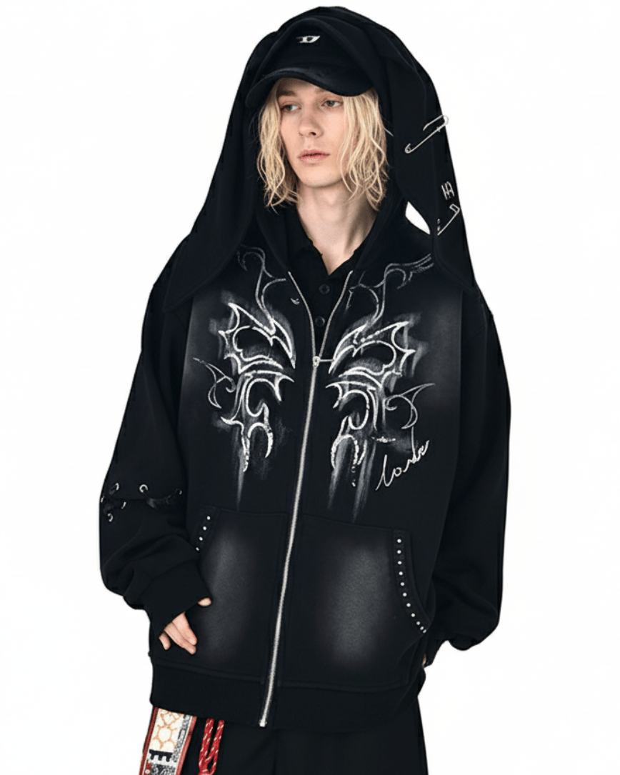 Y2K Tribal Zip-Up Hoodie na2249 – Nanostudio