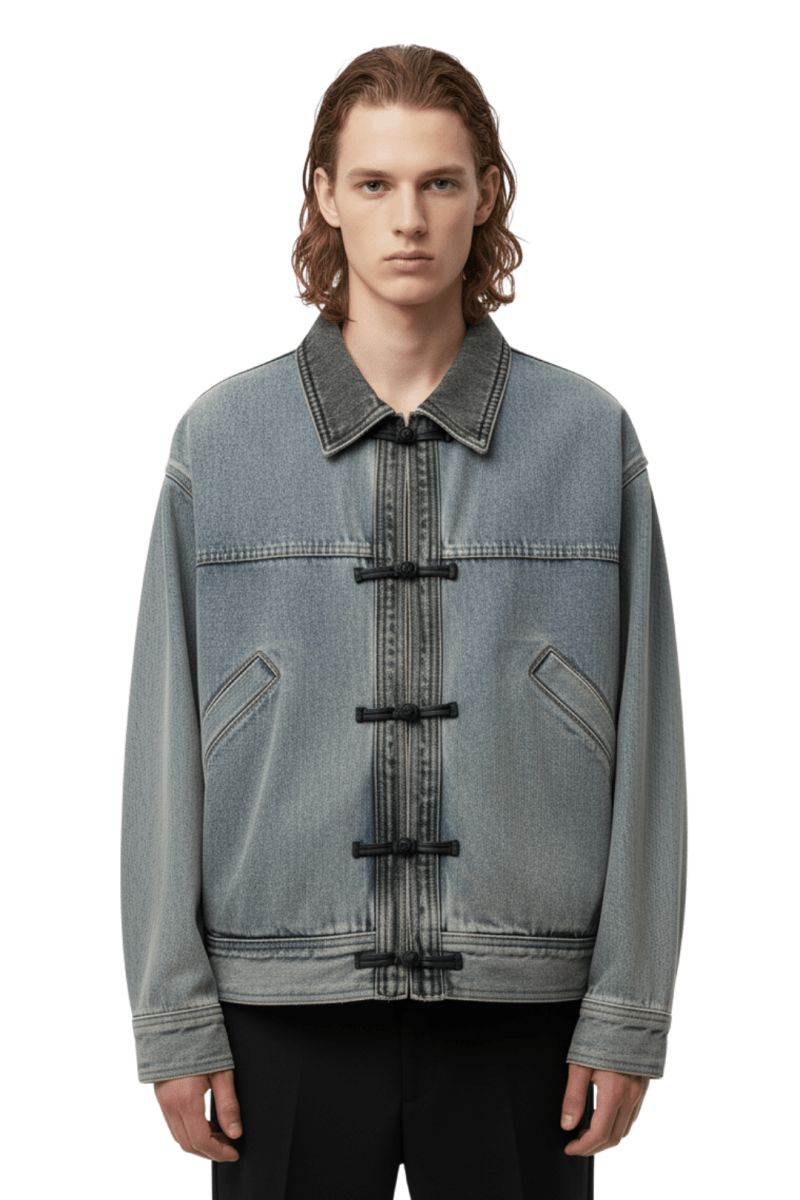 Vintage Style Frog Closure Denim Jacket na2414 – Nanostudio