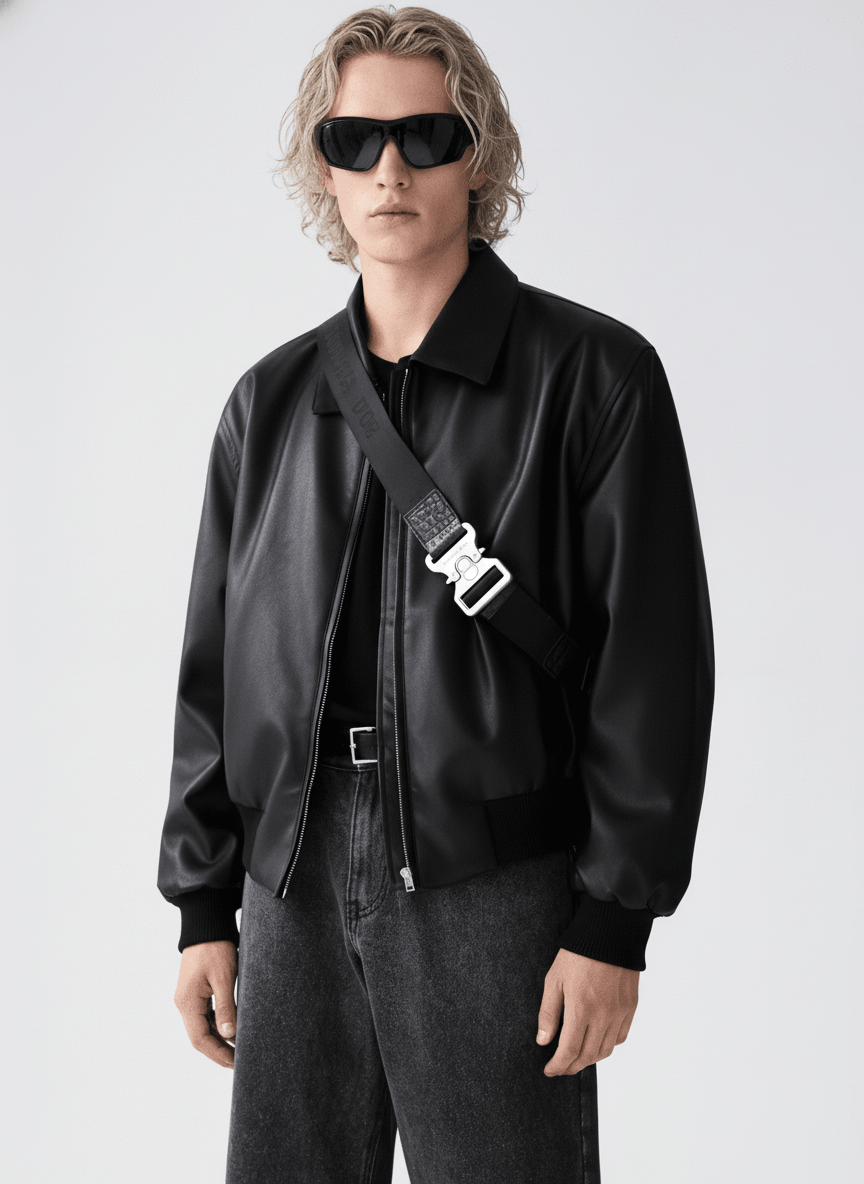 HOHO] Dumb black leather jacket NA523 – Nanostudio