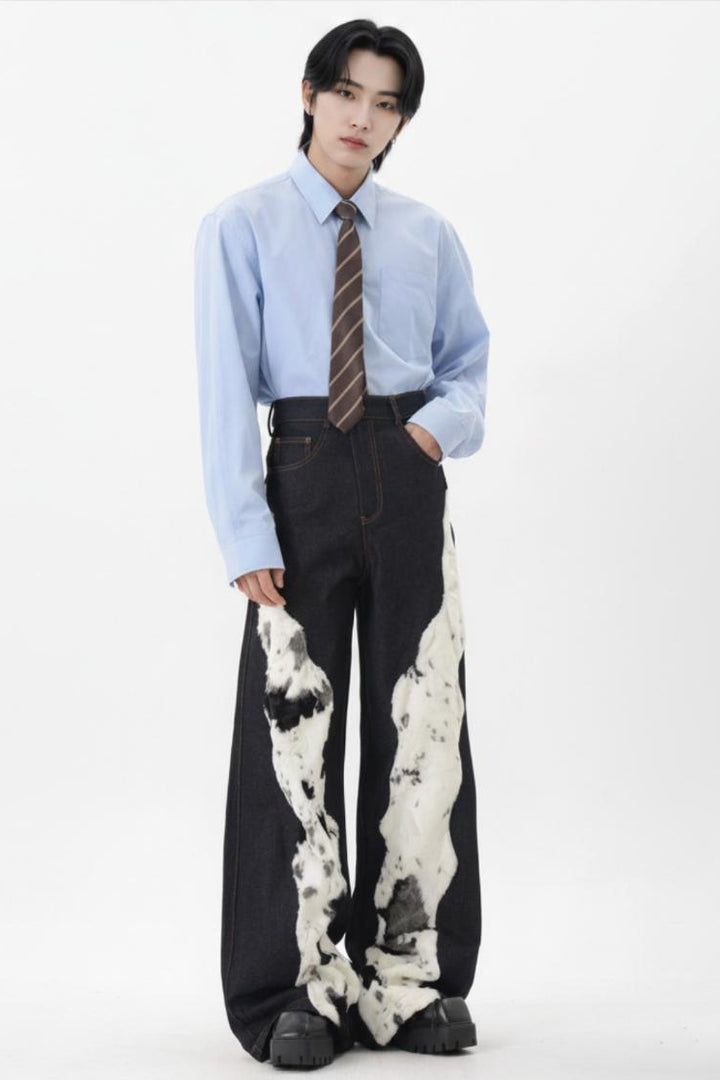 Furry Denim Pants  na2567