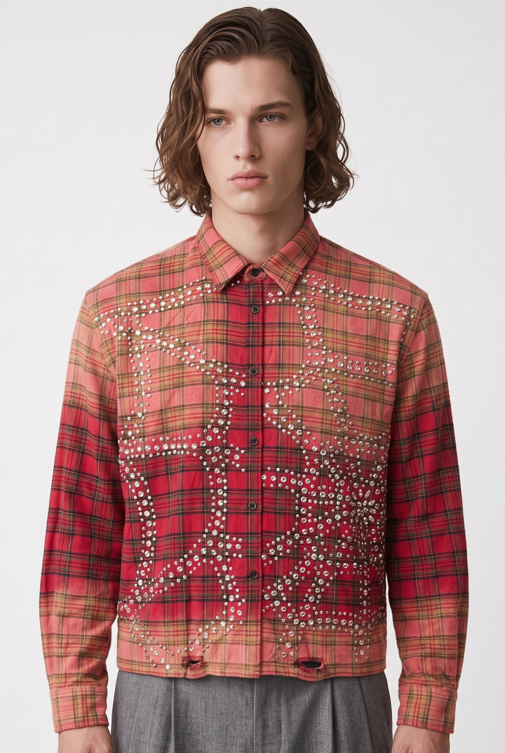 Rhinestone Plaid Shirt na2771