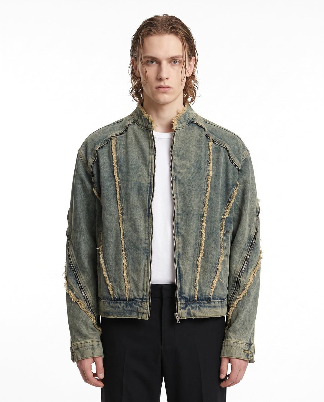 Distressed Denim Jacket na3197