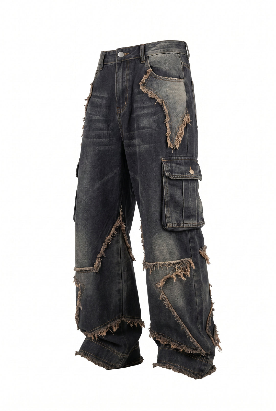 Fringed Cargo Jeans na2795