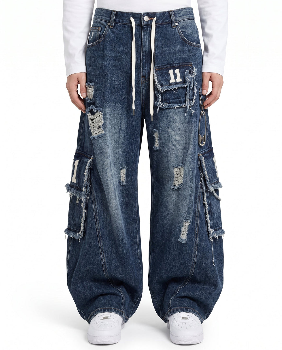 Distressed Cargo Jeans na3220