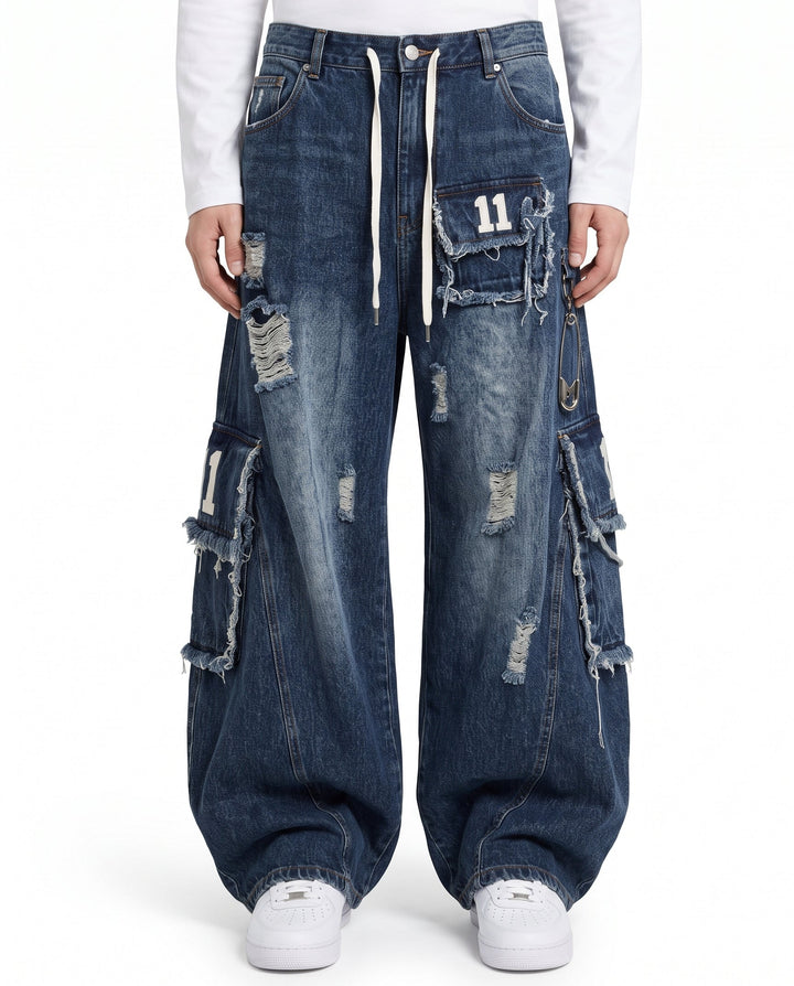 Distressed Cargo Jeans na3220