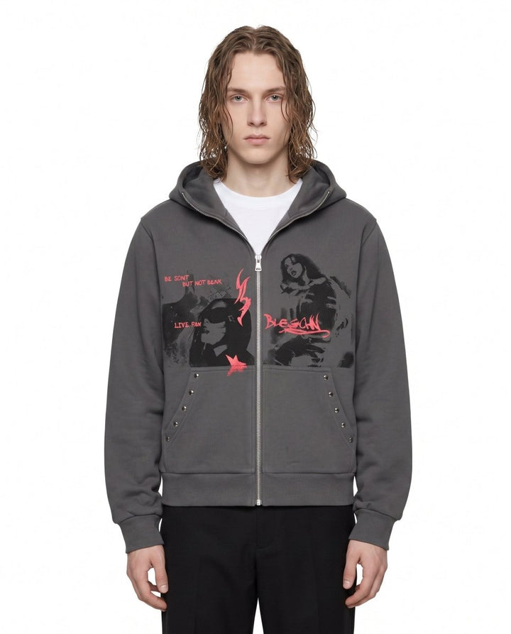 Studded Zip Hoodie na3021