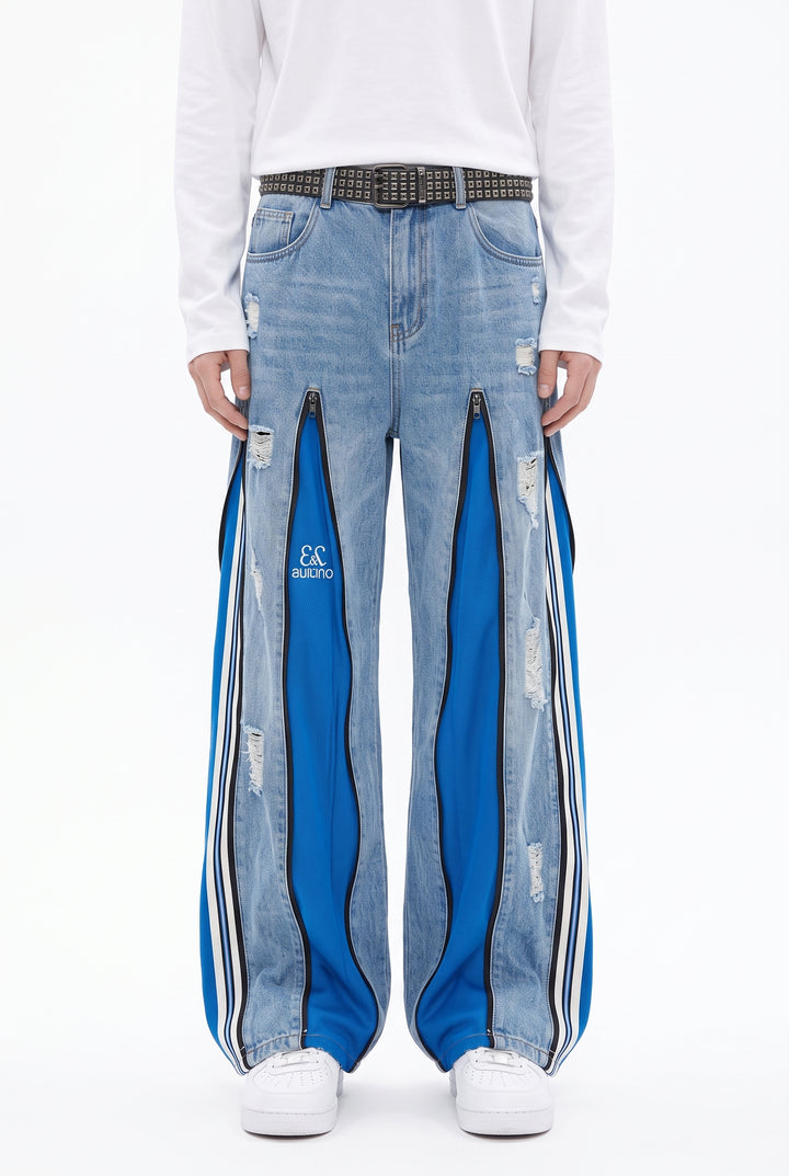 Patchwork Wide Jeans na2841