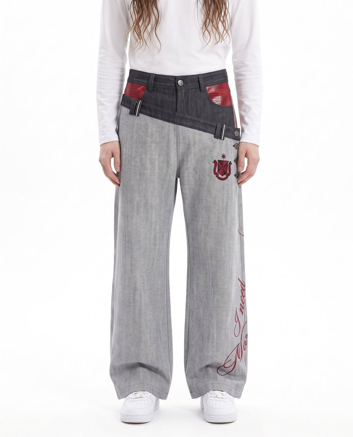 Patchwork Wide Jeans na3060