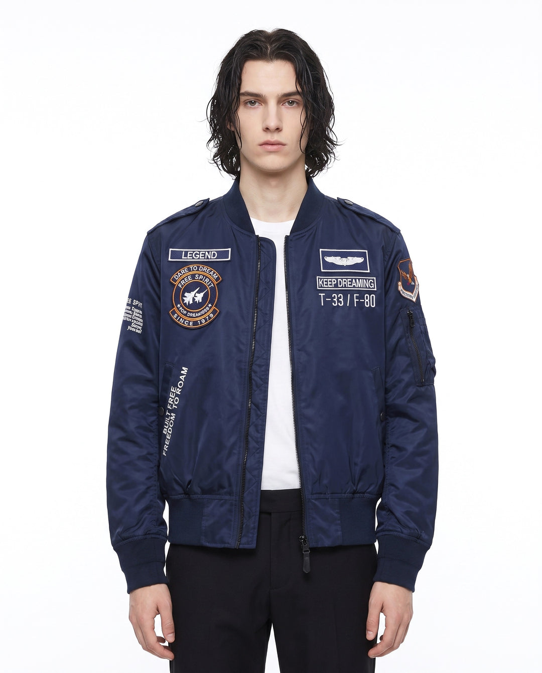 Patched Bomber Jacket na2988