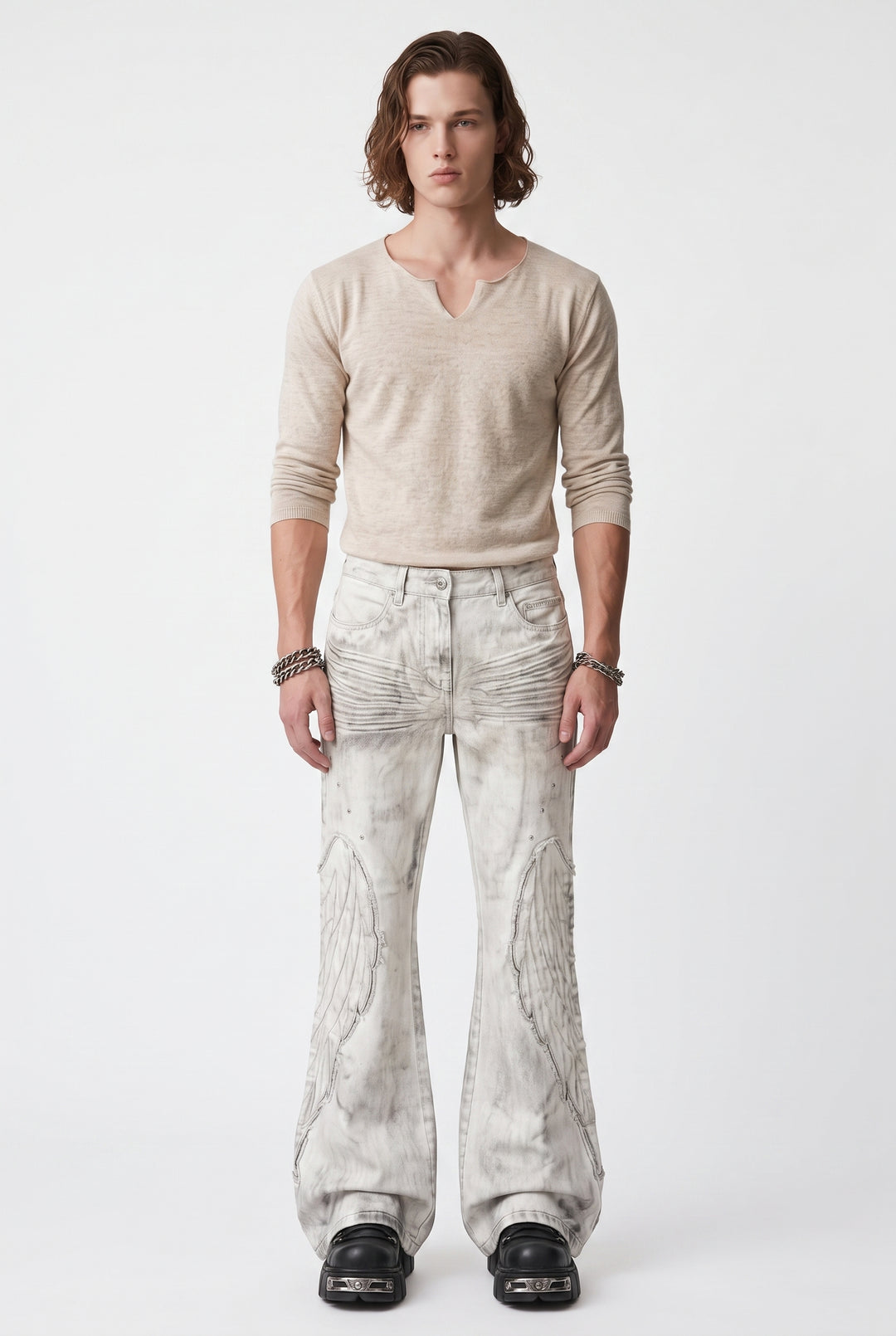 Flared Denim Pants na2791