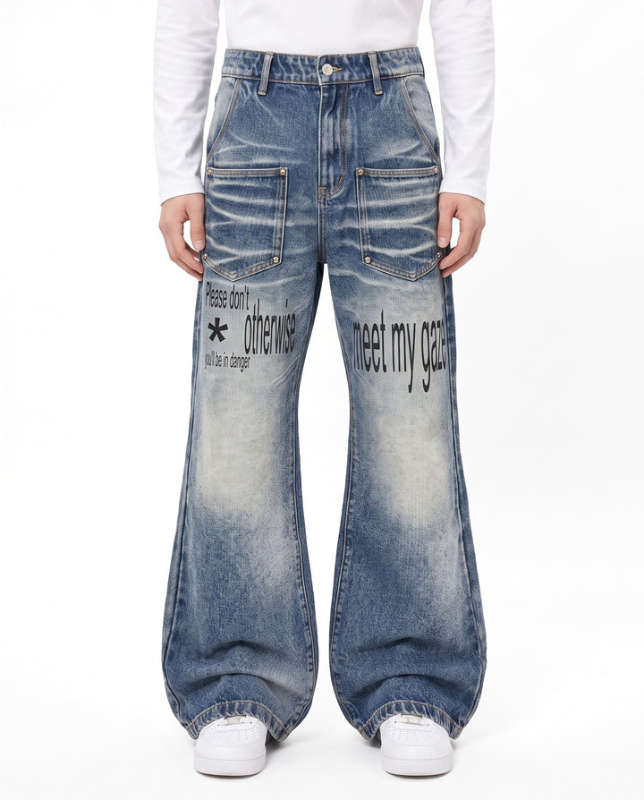 Printed Wide Jeans na2936