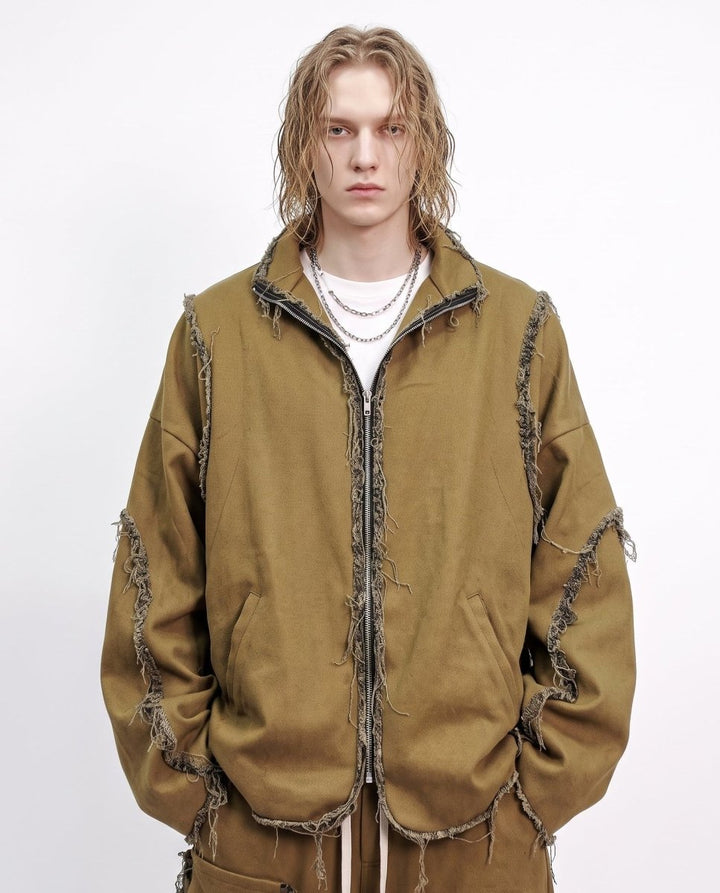 Distressed Zip Jacket na3224