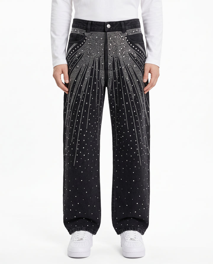 Rhinestone Denim Pants na3198