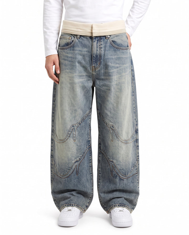 Foldover Wide Jeans na2991