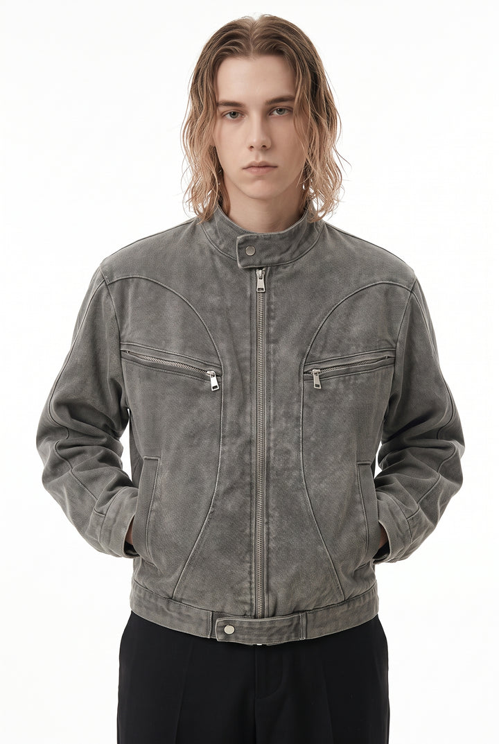 Washed Moto Jacket na2763