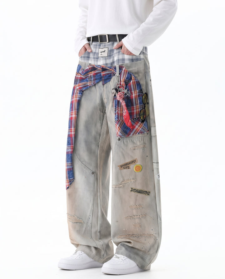 Patchwork Wide Pants na3056