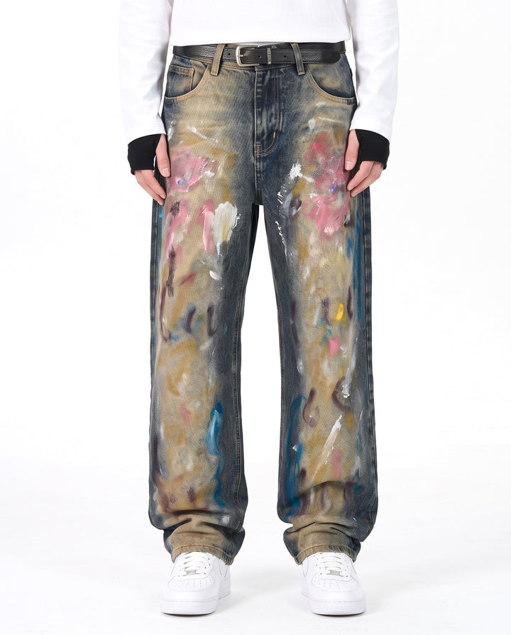 Painted Wide Jeans na3190