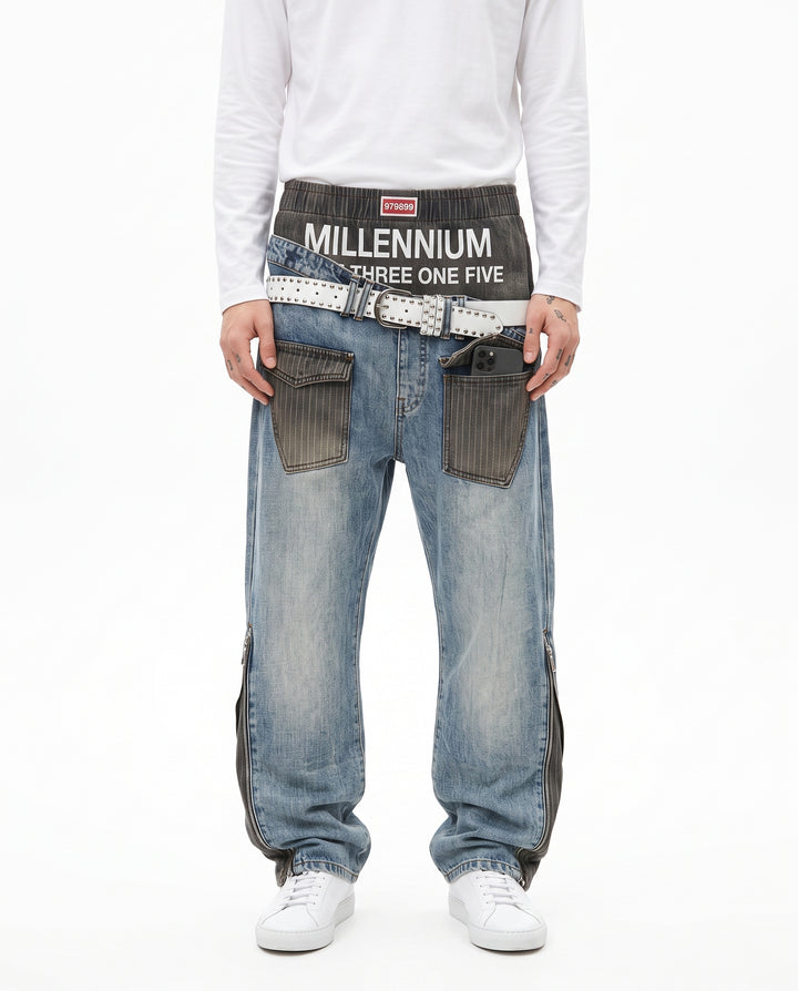 Layered Wide Jeans na3087