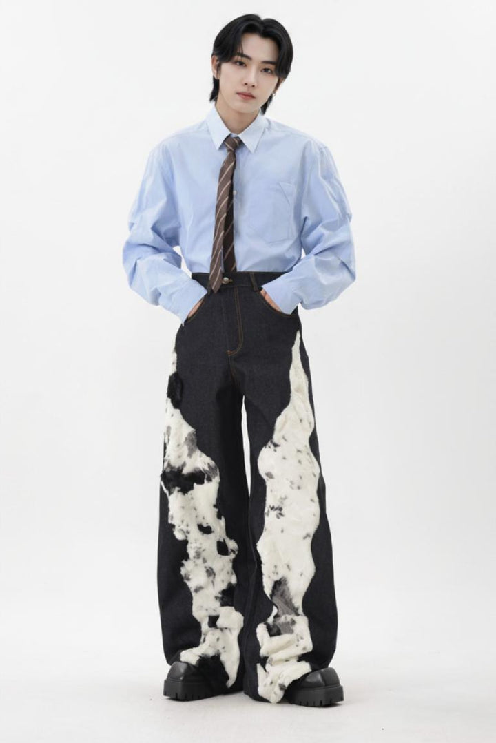 Furry Denim Pants  na2567