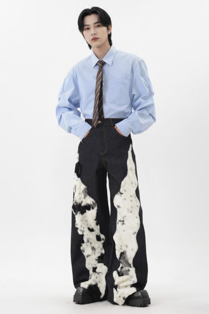 Furry Denim Pants  na2567