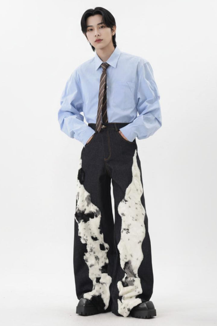 Furry Denim Pants  na2567