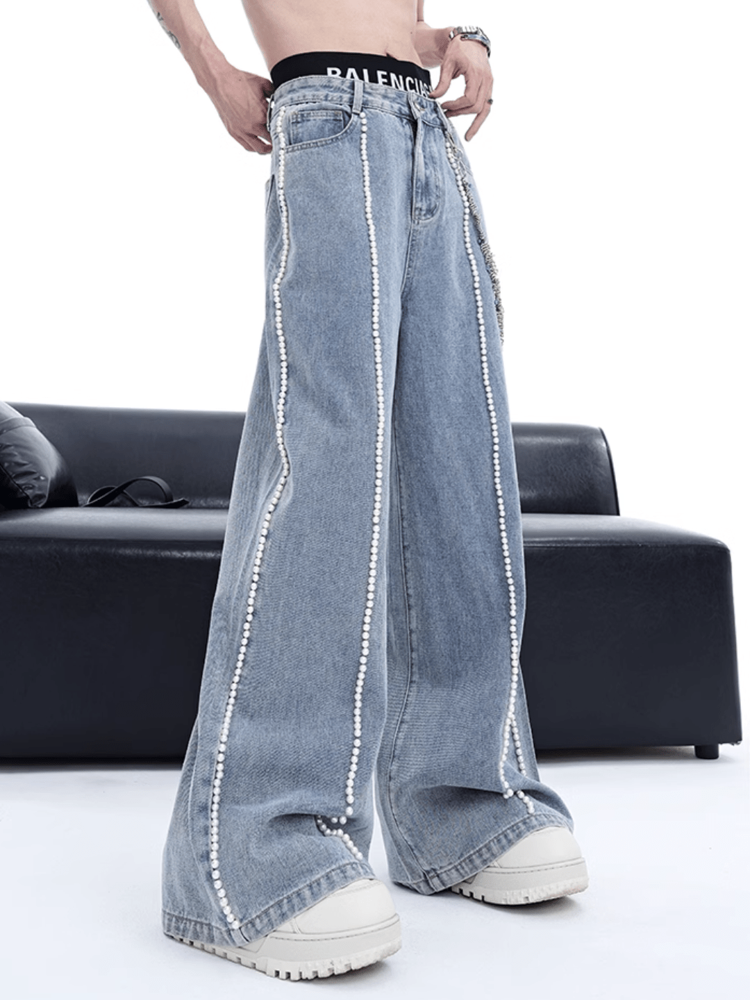 High Street Wide-Leg Pearl Jeans NA1154