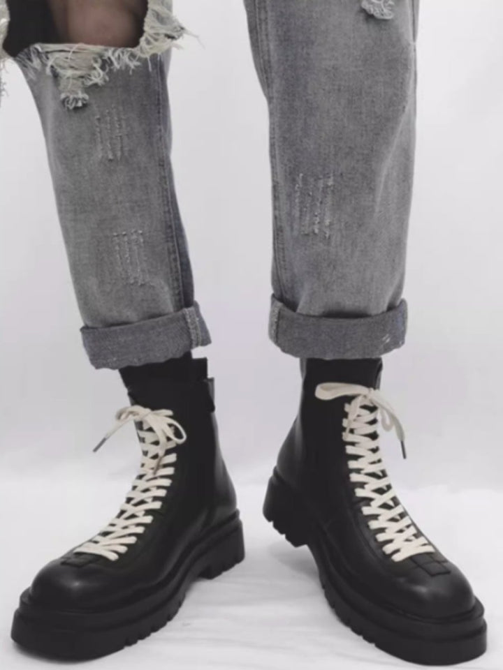 leather side zipper rider biker boots