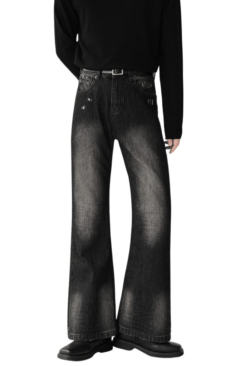 Grunge Wash Flare Jeans na2429