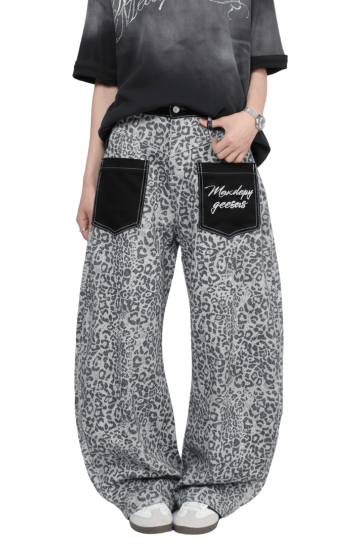Leopard Pocket Detail Jeans na2435