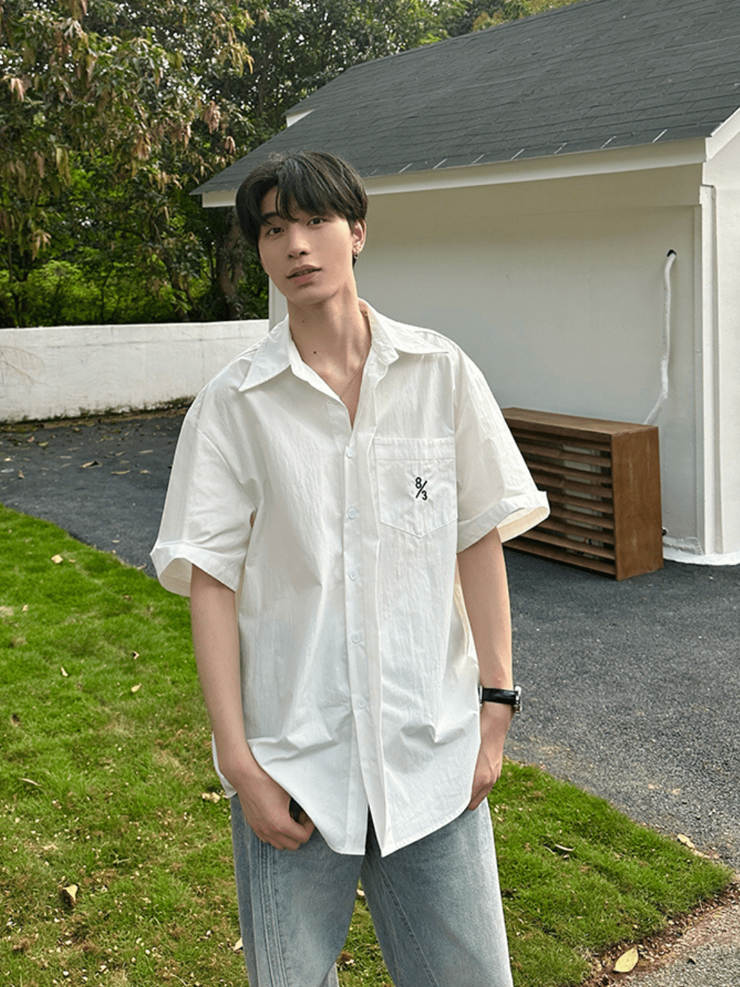 [ONELYC1NS] Korean version of the loose simple cotton shirt na1087