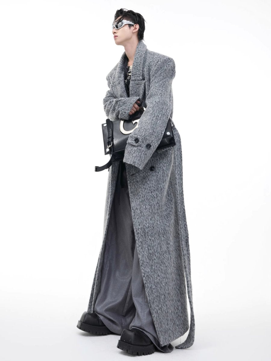 [CultureE] tweed loose long trench coat na1578