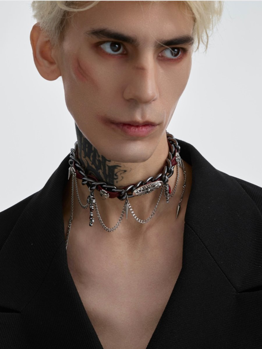 [Struc Ton] leather punk necklace na1448