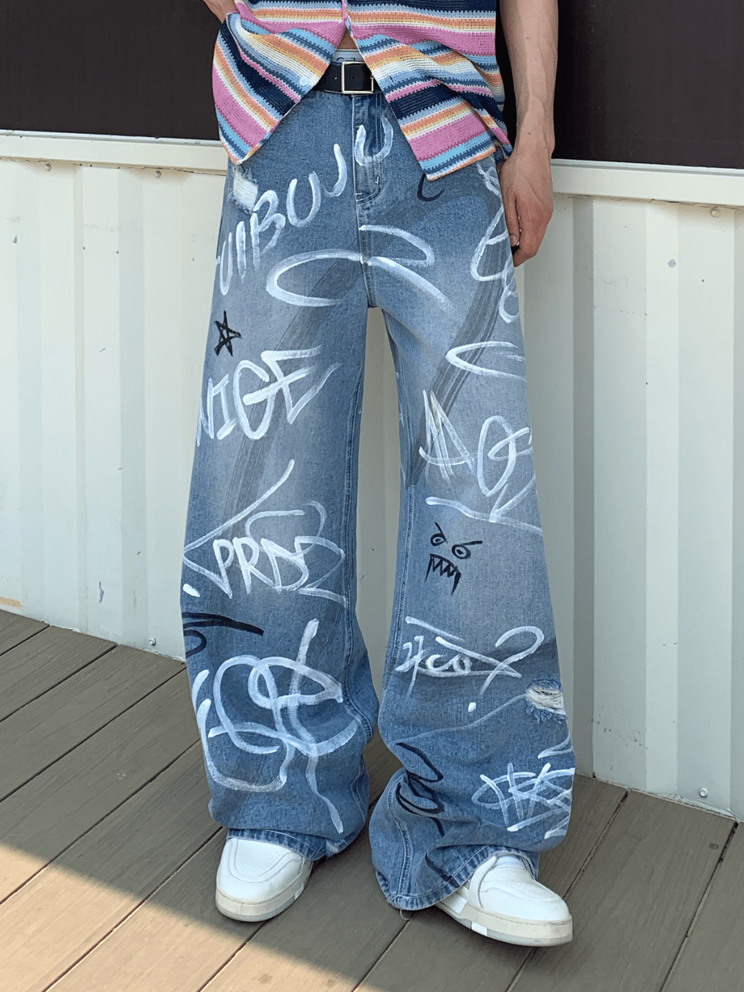 [CUIBUJU] 로고 fun graffiti design jeans na1166 
