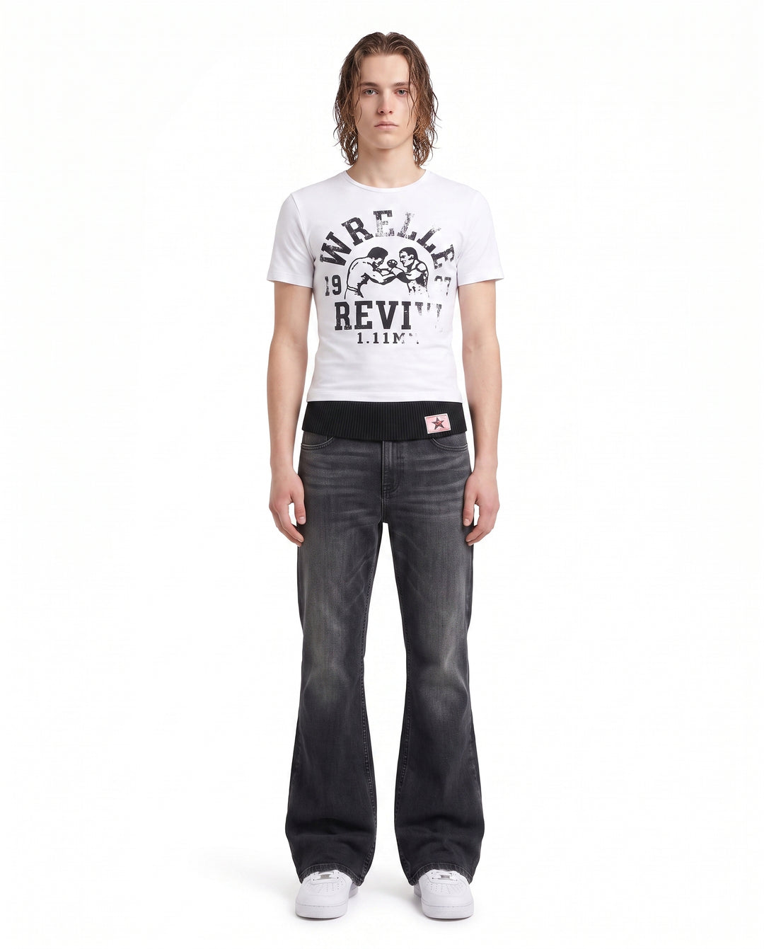 Foldover Wide Jeans na2991