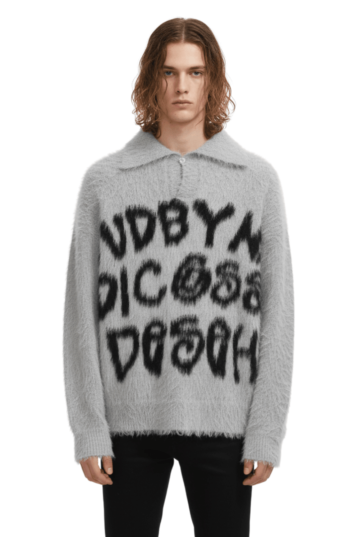 Fuzzy Statement Knit Pullover na2410