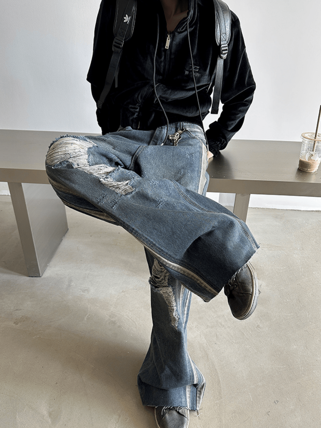 [GENESISBOY] washed ripped jeans na981