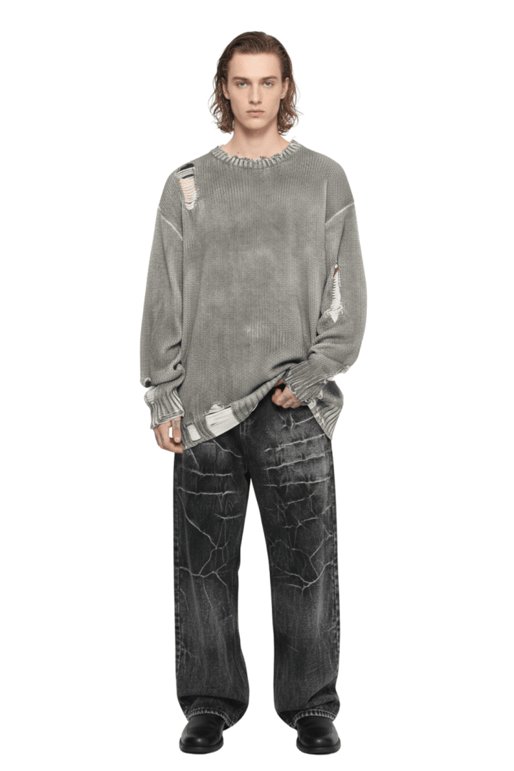Grunge Damage Crewneck Knit  na2395