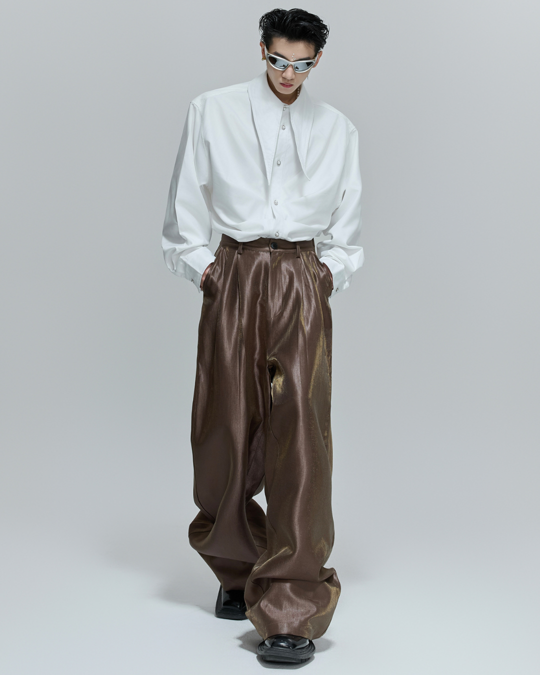 [ArguE CulturE]Luxe Sheen Wide Trousers na2268