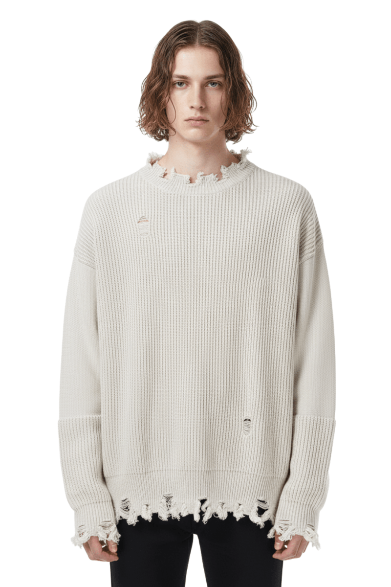 Frayed Hem Oversized Knit Sweater na2415