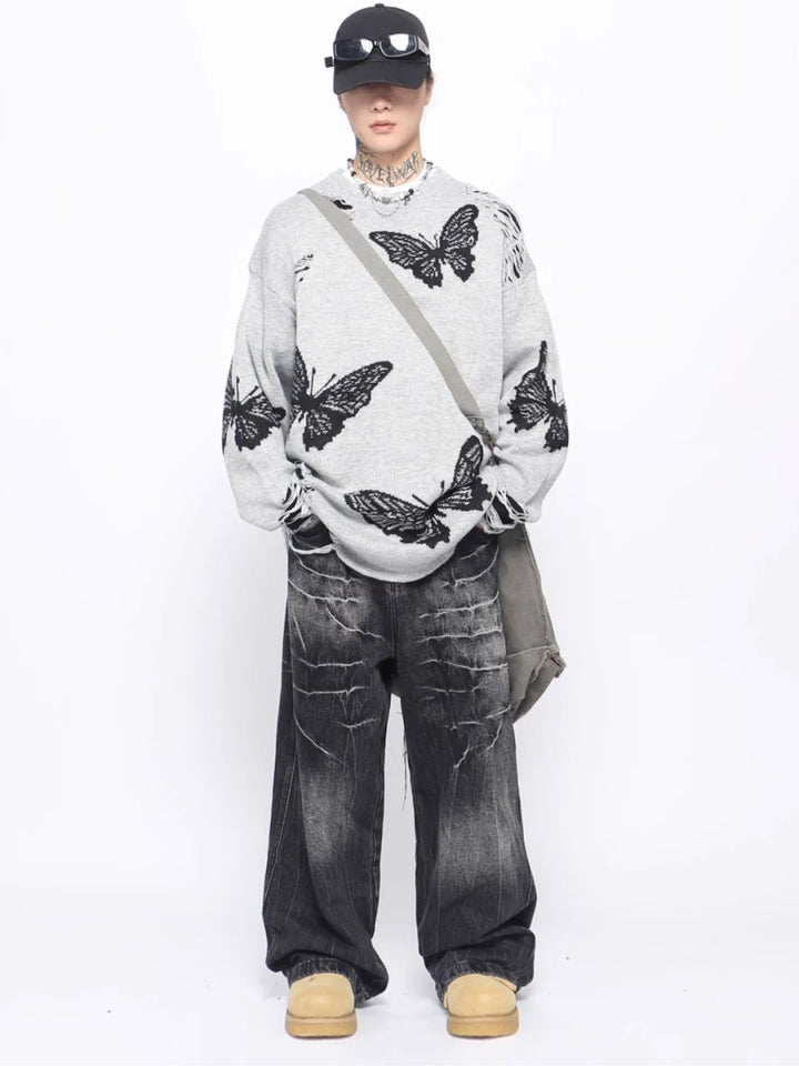 【Mz】broken holes design oversize knit  na1545