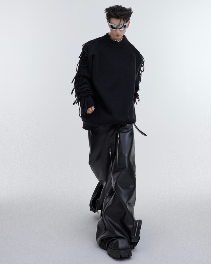 [ArguE CulturE] Fringe Arm Knit Sweater na2266