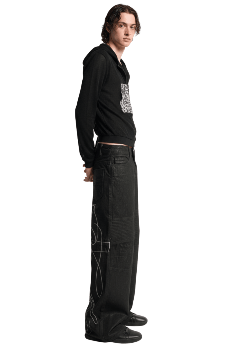 Abstract Line Wide-Leg Denim na2392