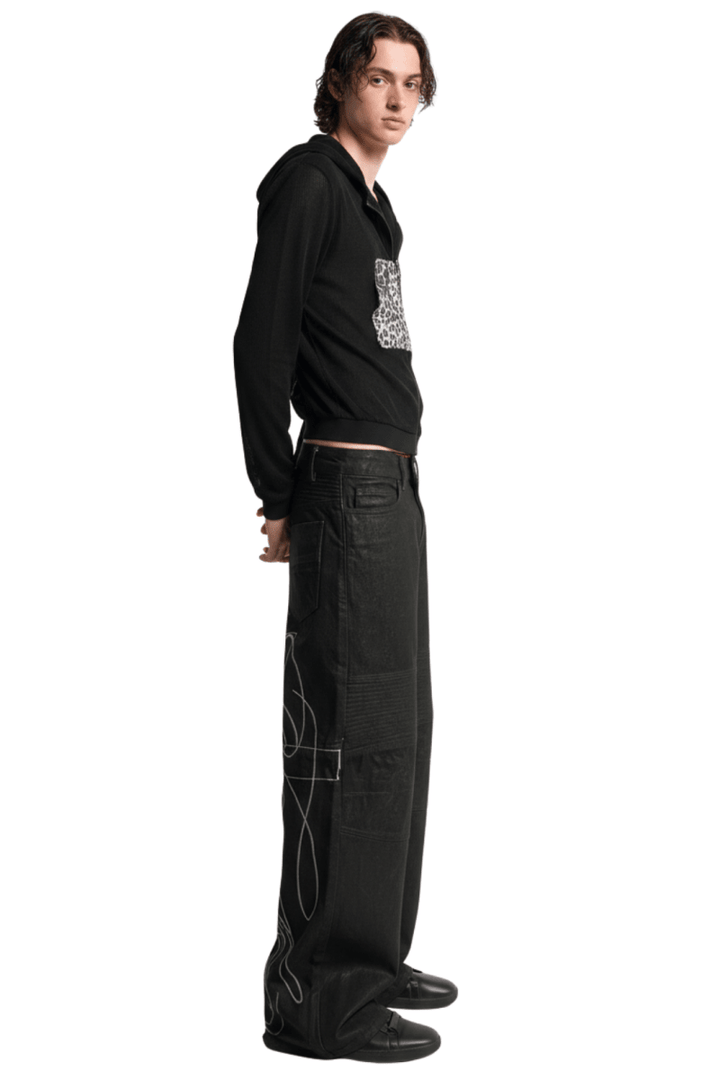 Abstract Line Wide-Leg Denim na2392