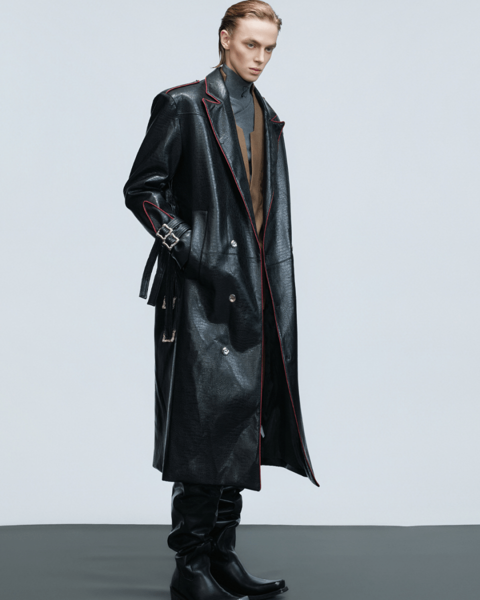 [ArguE CulturE] Noir Blade Leather Trench na2258