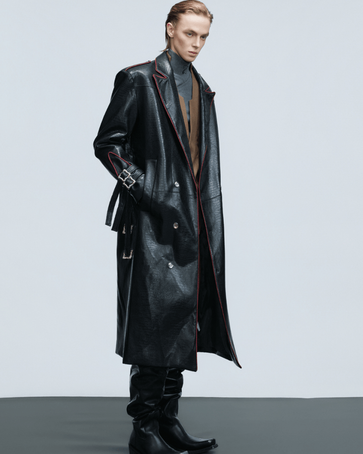 [ArguE CulturE] Noir Blade Leather Trench na2258