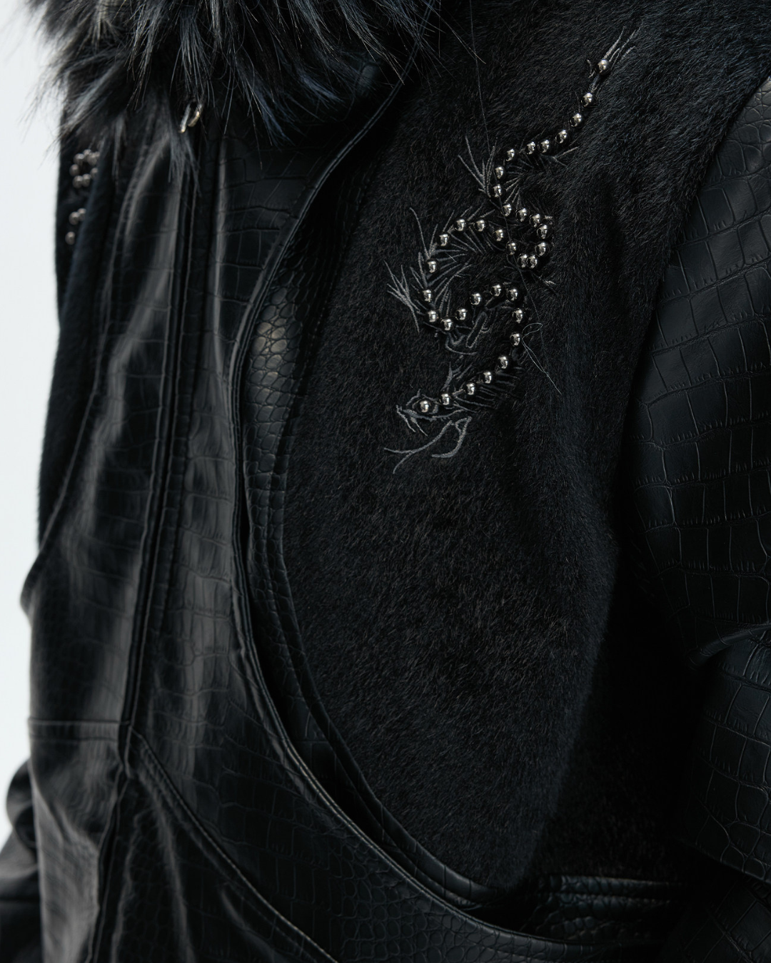 【ArguE CulturE】Back Stud Leather Hood Jacket na2291