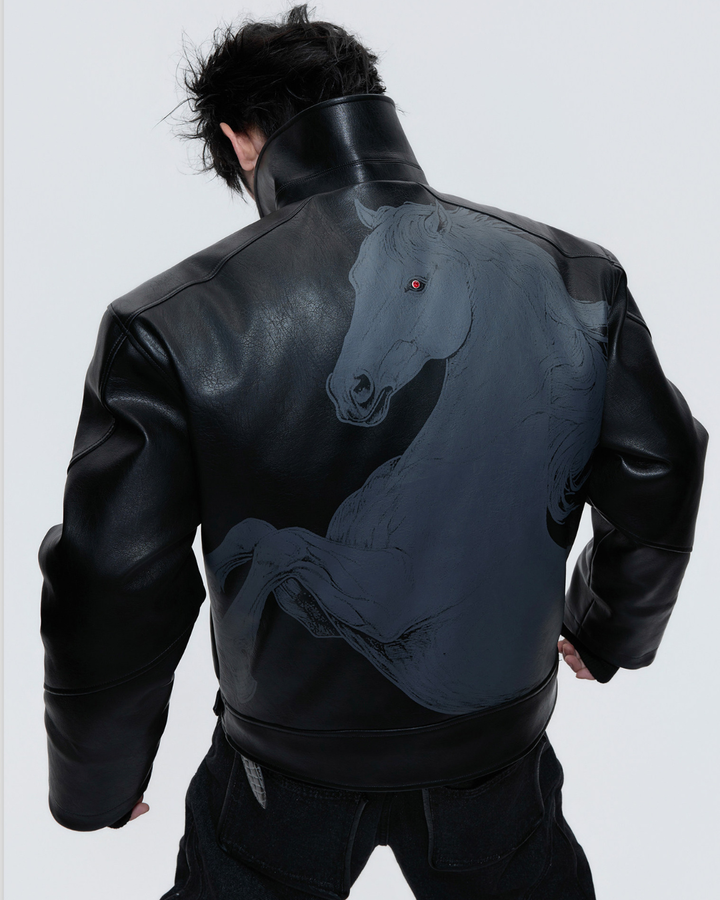 [ArguE CulturE] BLACK HORSE LEATHER JACKET na2287