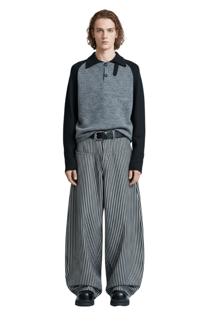 Monochrome Stripe Oversized Pants na2407