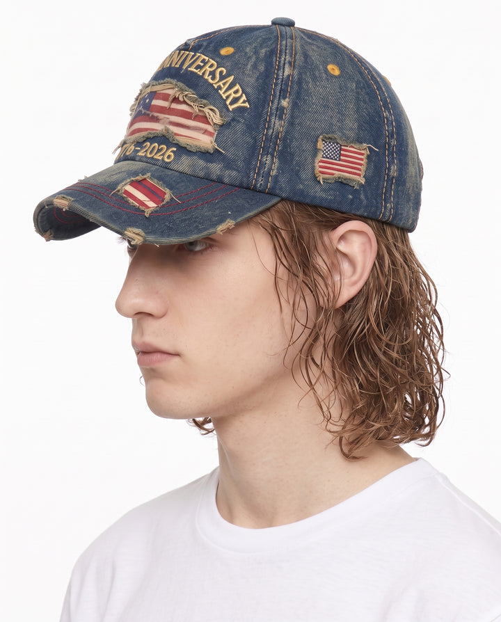 Distressed Denim Cap na2967